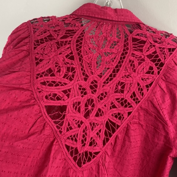 Anthropologie Pilcro Lace Back Western Buttondown Size Medium - Picture 13 of 16